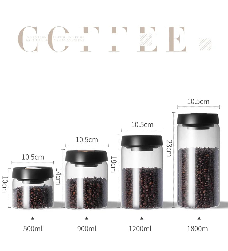 PARACITY Vacuum Sealed Tank Home Coffee Bean Glass Sealed Jar Moisture-proof Air Extraction Airtight Container Coffee Set