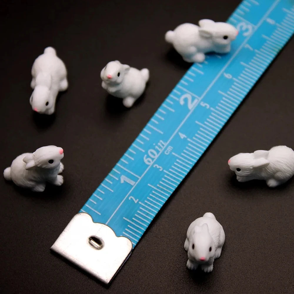 5/10pcs Mini Resin Rabbit Figurines, Farm Animal Miniature Fairy Garden Micro Landscape Ornament, DIY Craft Decoration