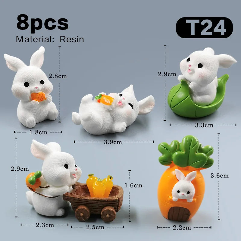 2025 Hot Easter Rabbit Figurine Landscape Home Kawaii Room Decor Dollhouse Miniature Fairy Garden Decoration Accessories Modern