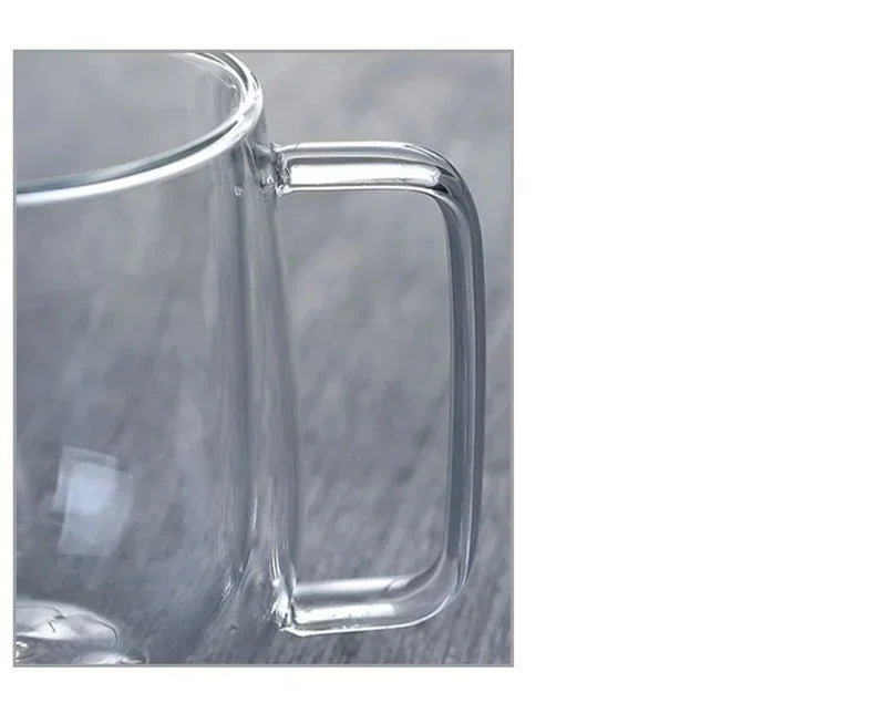 150-350ml Heat Resistant High Borosilicate Glass Mug Double Wall Glass Coffee Cup with Handle Milk Water Cup Clear Cups Gift