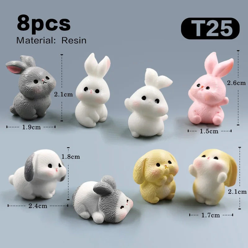 2025 Hot Easter Rabbit Figurine Landscape Home Kawaii Room Decor Dollhouse Miniature Fairy Garden Decoration Accessories Modern