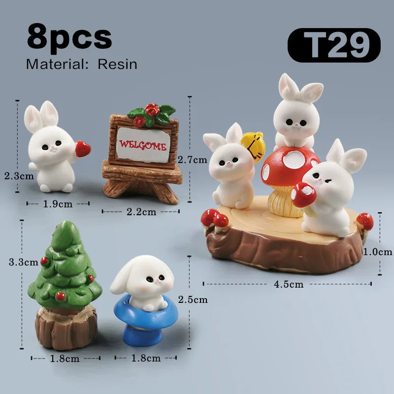 2025 Hot Easter Rabbit Figurine Landscape Home Kawaii Room Decor Dollhouse Miniature Fairy Garden Decoration Accessories Modern