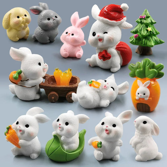 2025 Hot Easter Rabbit Figurine Landscape Home Kawaii Room Decor Dollhouse Miniature Fairy Garden Decoration Accessories Modern