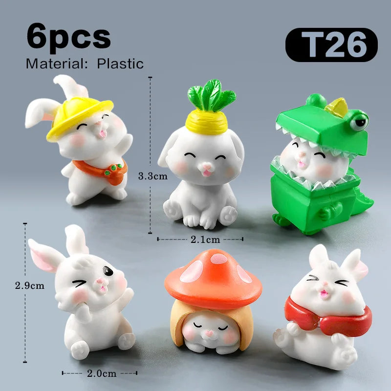 2025 Hot Easter Rabbit Figurine Landscape Home Kawaii Room Decor Dollhouse Miniature Fairy Garden Decoration Accessories Modern