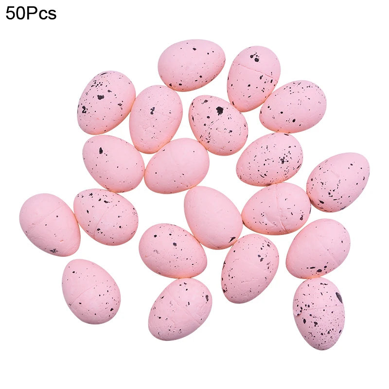 20/50Pcs Foam Easter Eggs Happy Easter Decorations Painted Bird Pigeon Eggs DIY Craft Kids Gift Favor Home Decor Easter Party