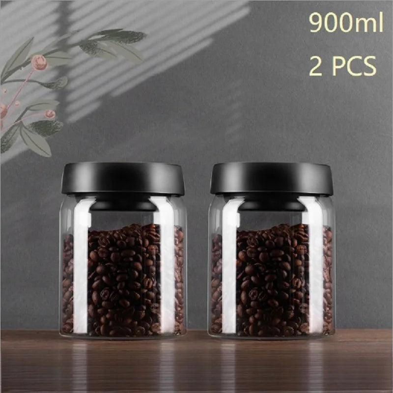 PARACITY Vacuum Sealed Tank Home Coffee Bean Glass Sealed Jar Moisture-proof Air Extraction Airtight Container Coffee Set