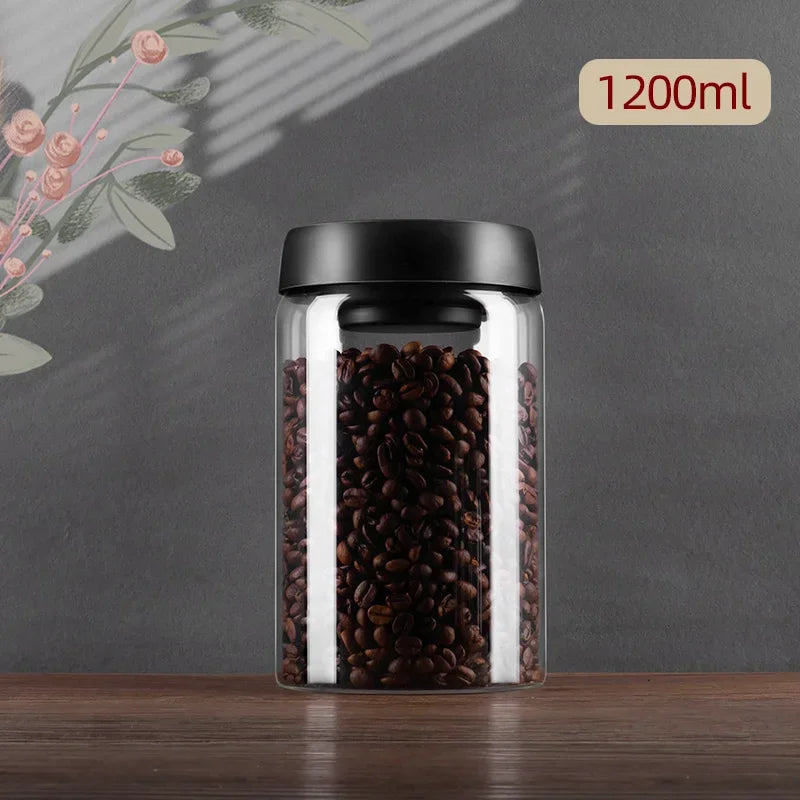 PARACITY Vacuum Sealed Tank Home Coffee Bean Glass Sealed Jar Moisture-proof Air Extraction Airtight Container Coffee Set