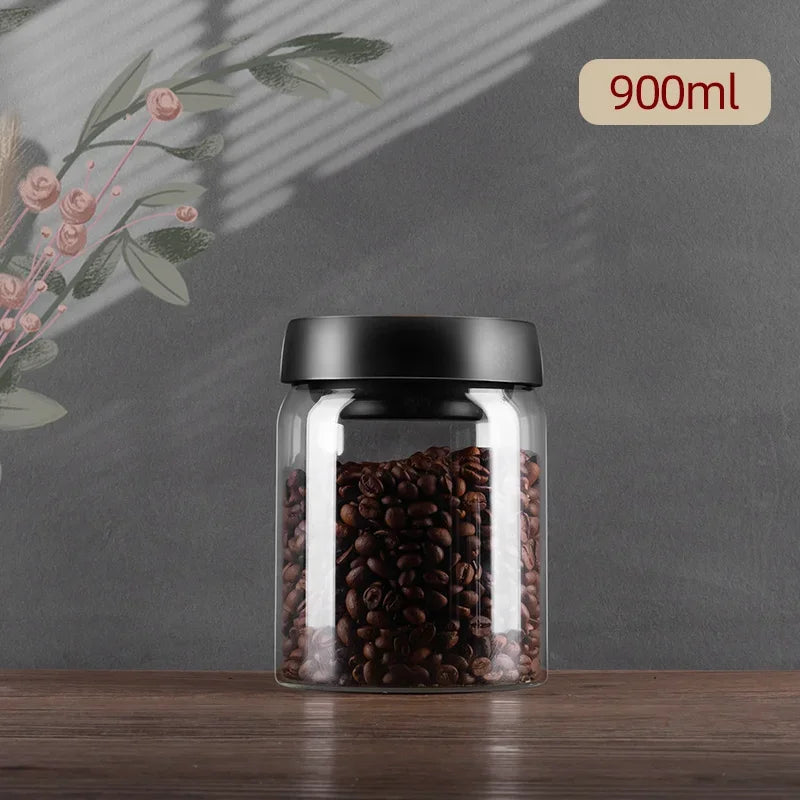 PARACITY Vacuum Sealed Tank Home Coffee Bean Glass Sealed Jar Moisture-proof Air Extraction Airtight Container Coffee Set