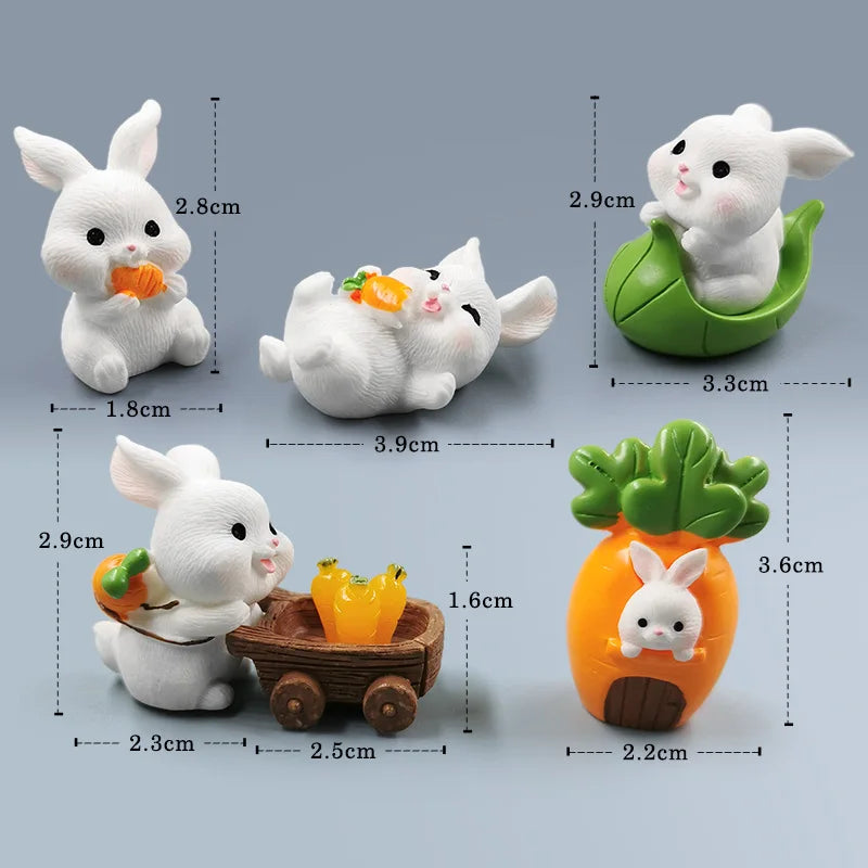 2025 Hot Easter Rabbit Figurine Landscape Home Kawaii Room Decor Dollhouse Miniature Fairy Garden Decoration Accessories Modern