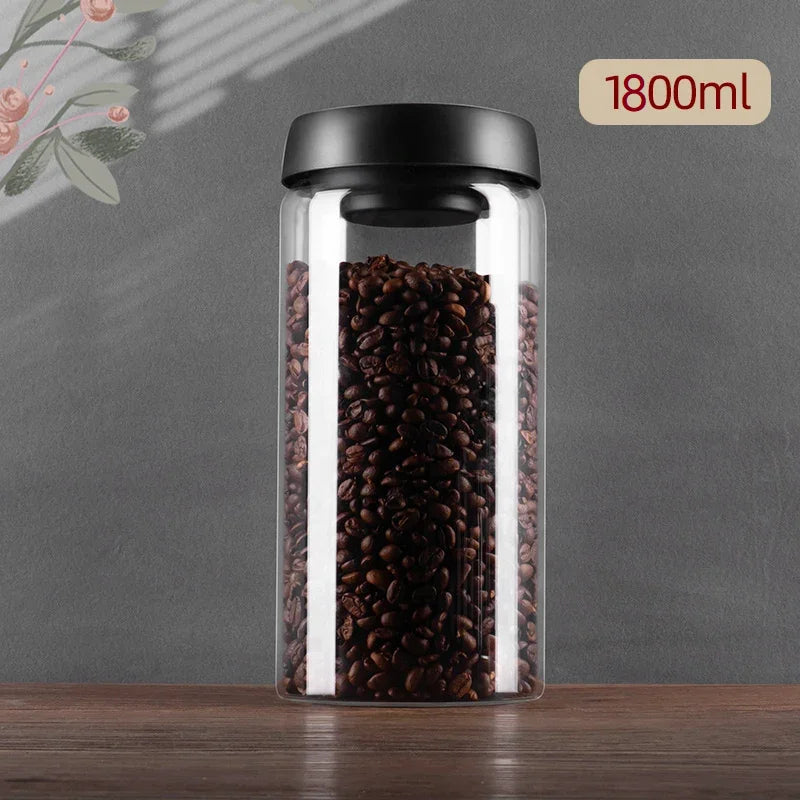 PARACITY Vacuum Sealed Tank Home Coffee Bean Glass Sealed Jar Moisture-proof Air Extraction Airtight Container Coffee Set