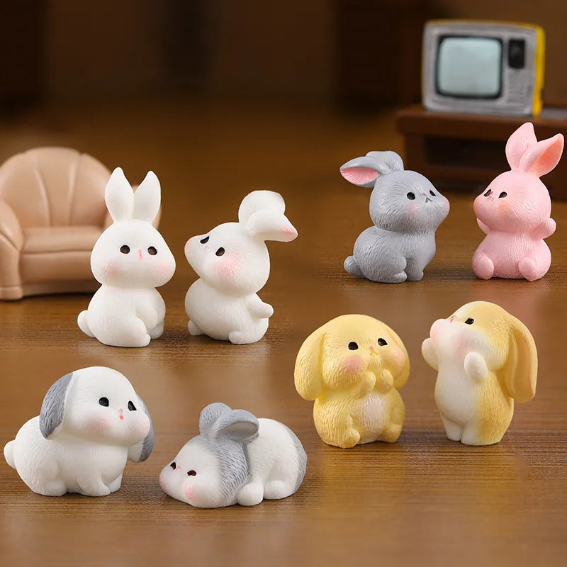 2025 Hot Easter Rabbit Figurine Landscape Home Kawaii Room Decor Dollhouse Miniature Fairy Garden Decoration Accessories Modern