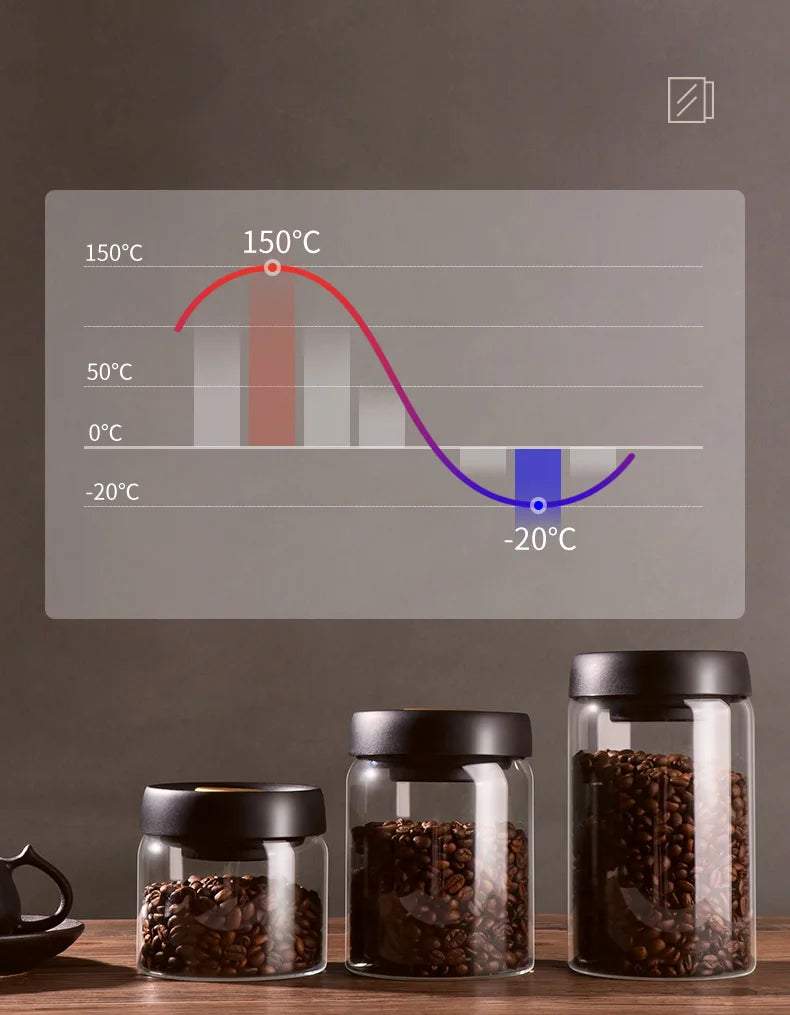 PARACITY Vacuum Sealed Tank Home Coffee Bean Glass Sealed Jar Moisture-proof Air Extraction Airtight Container Coffee Set