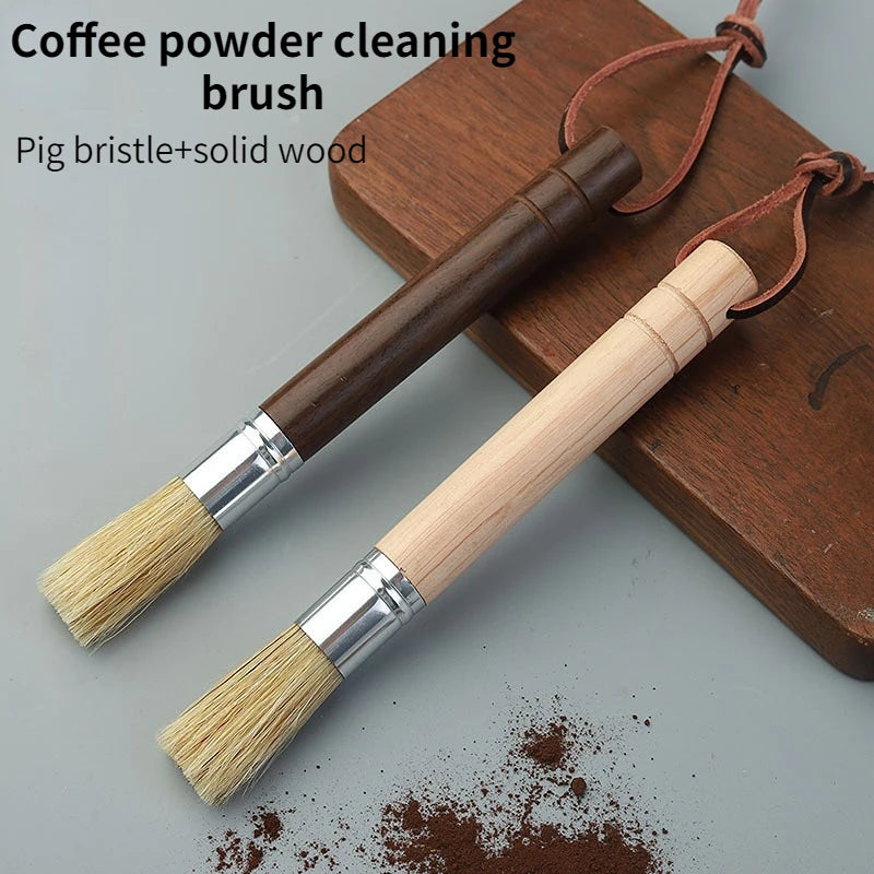 Vintage Coffee Grinder Cleaning Brush Set Retro Barista Coffee Machine Cleaner Solid Wood Brush Coffee Machine Accessories