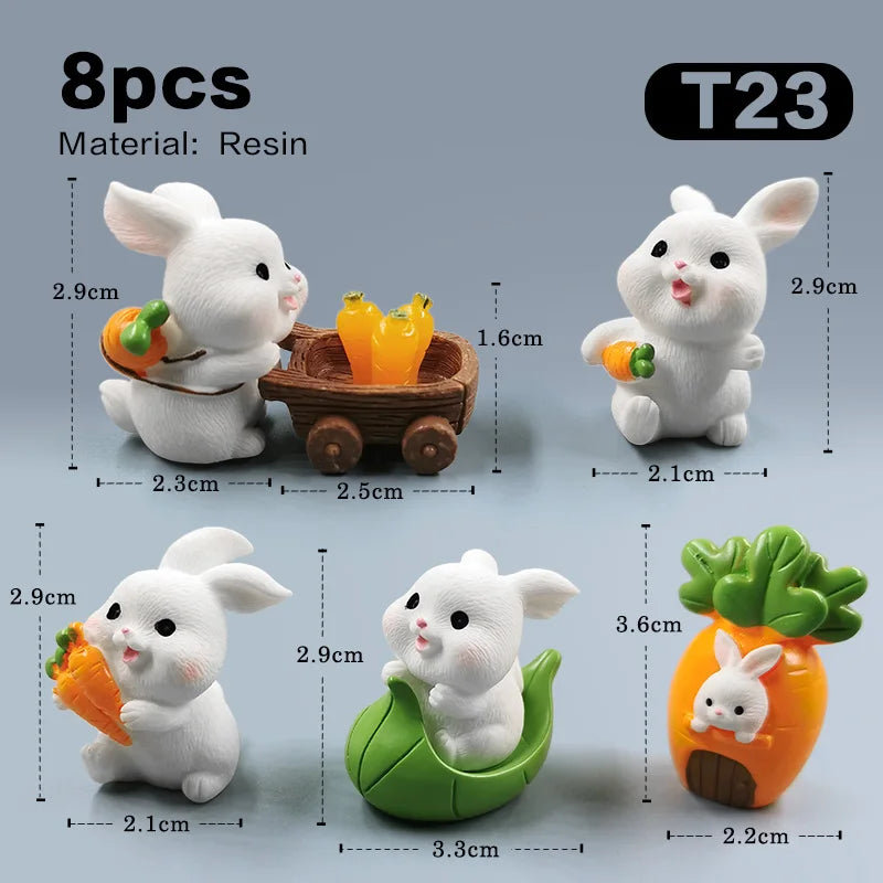 2025 Hot Easter Rabbit Figurine Landscape Home Kawaii Room Decor Dollhouse Miniature Fairy Garden Decoration Accessories Modern