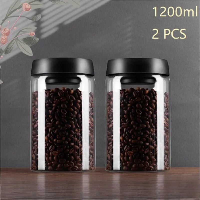 PARACITY Vacuum Sealed Tank Home Coffee Bean Glass Sealed Jar Moisture-proof Air Extraction Airtight Container Coffee Set