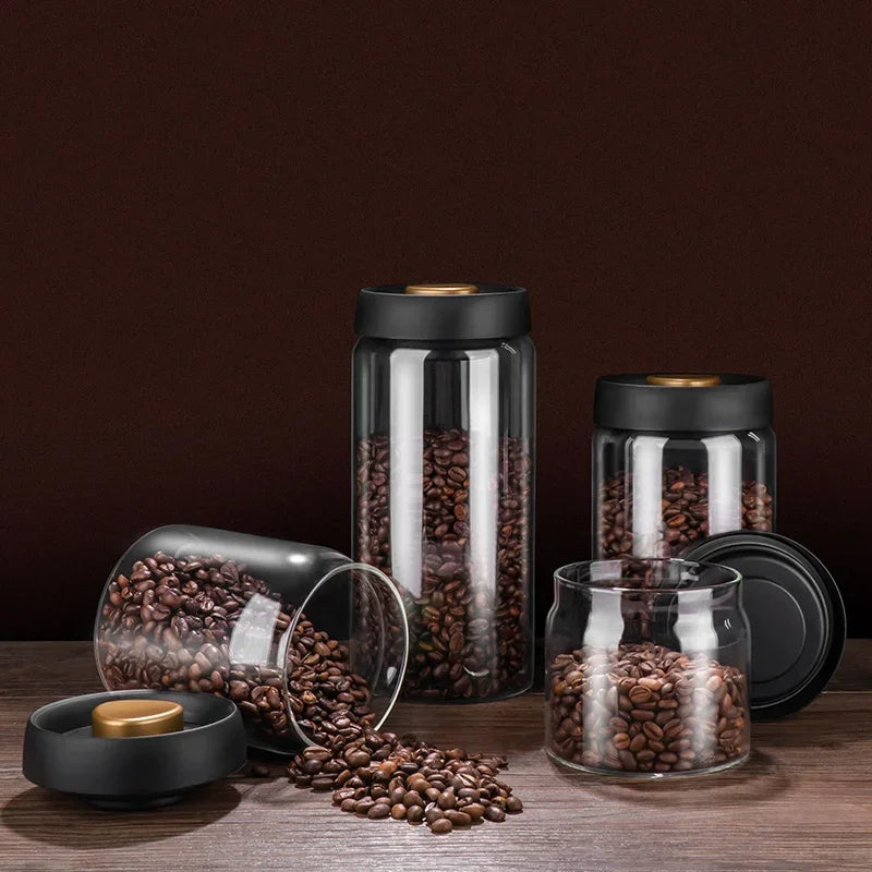 PARACITY Vacuum Sealed Tank Home Coffee Bean Glass Sealed Jar Moisture-proof Air Extraction Airtight Container Coffee Set