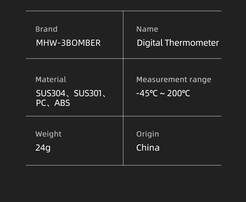 MHW-3BOMBER Instant Read Digital Thermometer Coffee Pot Food Thermometers for Cooking BBQ Camping Barista Kitchen Accessories