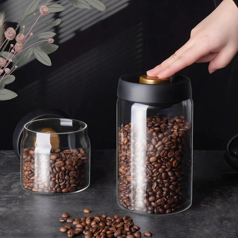 PARACITY Vacuum Sealed Tank Home Coffee Bean Glass Sealed Jar Moisture-proof Air Extraction Airtight Container Coffee Set