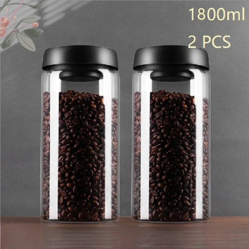 PARACITY Vacuum Sealed Tank Home Coffee Bean Glass Sealed Jar Moisture-proof Air Extraction Airtight Container Coffee Set