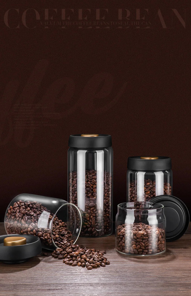 PARACITY Vacuum Sealed Tank Home Coffee Bean Glass Sealed Jar Moisture-proof Air Extraction Airtight Container Coffee Set