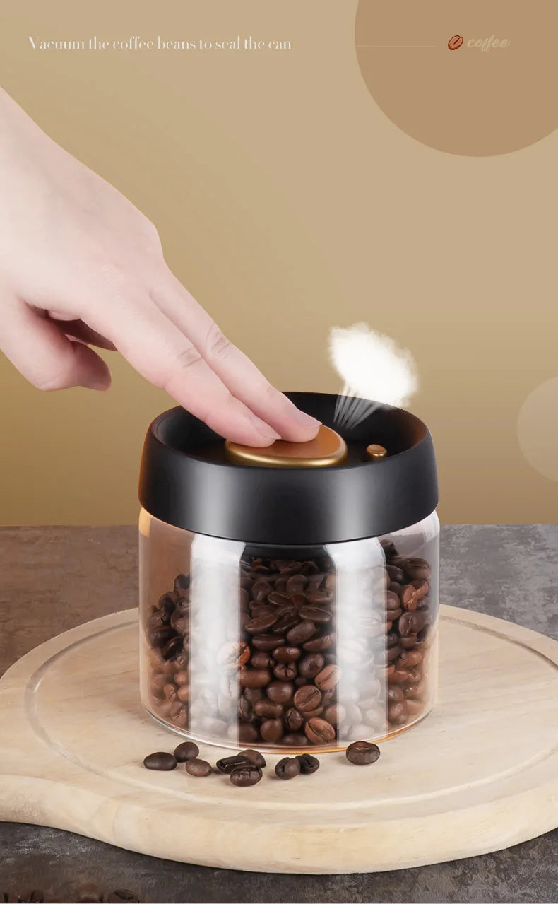 PARACITY Vacuum Sealed Tank Home Coffee Bean Glass Sealed Jar Moisture-proof Air Extraction Airtight Container Coffee Set